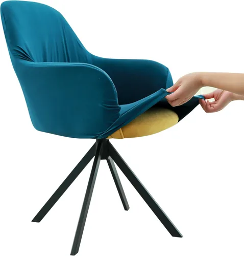 Vista 8 de Iauddy Funda de Silla Giratoria de Acento para Comedor para Oficina, Funda Elástica para Silla de Escritorio de Oficina de Respaldo Medio Protector