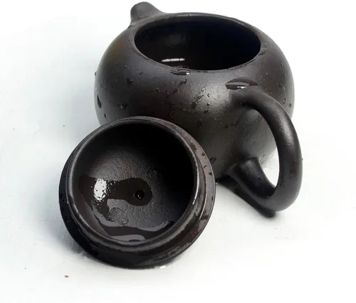 Vista 5 de Tetera china Yixing genuina arena negra Heijingang té Xishi ollas con cuerda 6oz mini