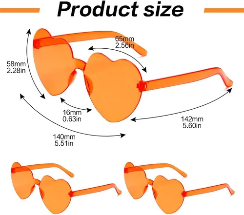 Vista 26 de Lentes de sol con forma de corazón, 2 pares de lentes de sol en forma de corazón, gafas de sol rave para mujeres, regalos de fiesta