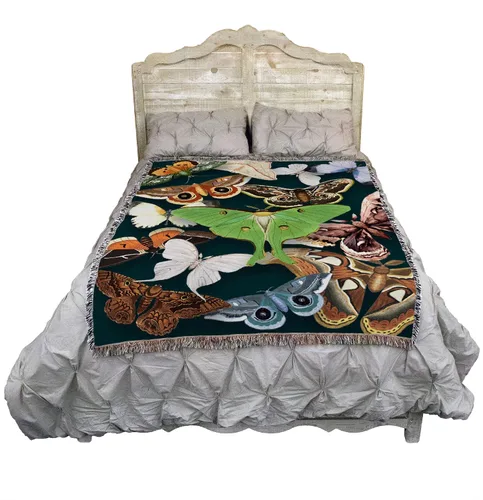 Vista 2 de Pure Country Weavers Manta de polillas esmeralda – Tapiz de regalo tejido de algodón – Fabricado en los Estados Unidos (72 x 54 pulgadas)