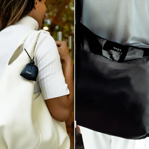 Vista 2 de SYZY Bolsa de viaje más compacta del mundo, portátil, para compras, playa, mercado, reutilizable, plegable, rellenable