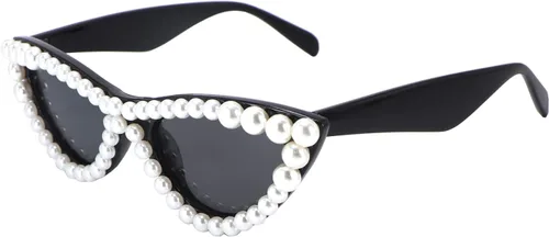 Vista 3 de Gafas de sol de ojo de gato con perlas para mujer, lindas gafas de moda