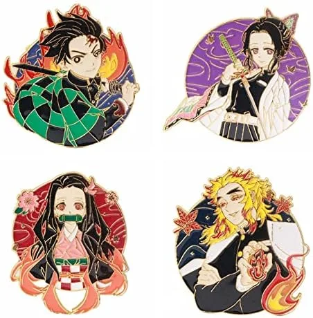 Vista 7 de Kimetsu No Yaiba Tanjiro - Broches de personajes de anime Nezuko Rengoku, regalos de cosplay para niños, niñas, adolescentes, mujeres y hombres