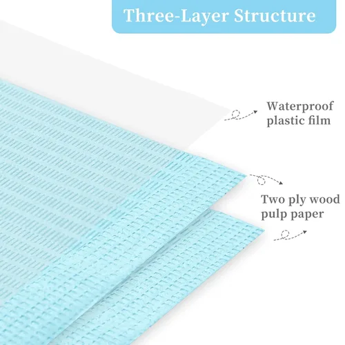 Vista 5 de 125 toallas desechables de papel para uñas acrílicas, 3 capas, plegable, para mesa de uñas, impermeable, hoja de práctica de arte de uñas, Azul