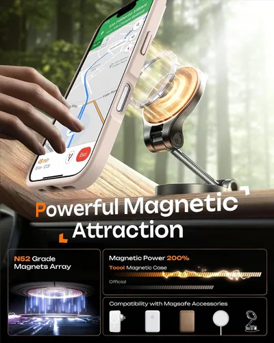 Vista 527 de TOCOL Funda para iPhone 11, compatible con Magsafe, protección completa de cámara, imanes integrados, protección contra caídas, funda translúcida