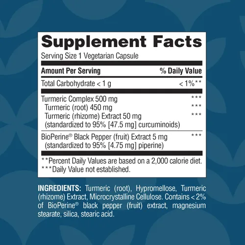 Vista 6 de Nature's Wonder Suplemento de cúrcuma con BioPerine - Complejo de cúrcuma de absorción mejorada 500 mg con BioPerine 5mg para función articular