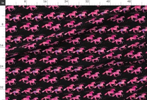 Vista 2 de Spoonflower Tela – Unicornios de acuarela negro rosa mágico impreso en tela de gasa cuarto gordo – costura moda vestidos decoración del hogar