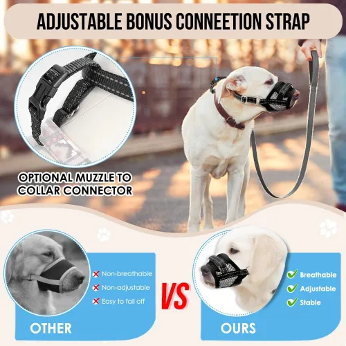 Vista 4 de SlowTon Bozal para perros – Protector bucal de malla suave para perros pequeños, medianos y grandes, Chihuahua, Husky Labrador Retriever, bucle