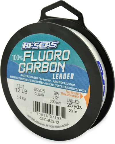 Vista 8 de HI-SEAS Líder de línea de pesca 100% fluorocarbono, líder invisible transparente, indetectable para peces, hundimiento rápido, 6 libras a 400 libras