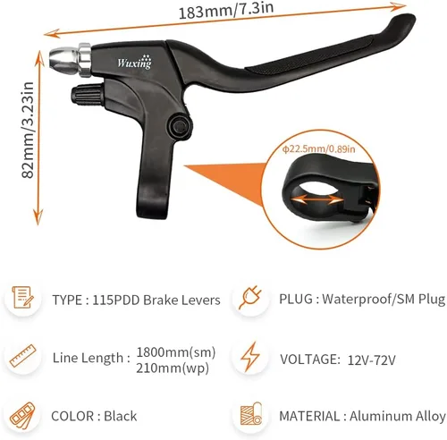 Vista 2 de Maneta de freno para bicicleta eléctrica WUXING 115PDD, empuñaduras de freno para bicicleta eléctrica o scooter E, accesorios de bicicleta eléctrica
