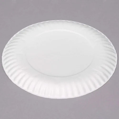 Vista 2 de Platos de papel de 9" sin revestimiento - Paquete de 100