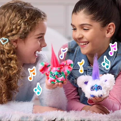 Vista 8 de FURBY Furblets - Paquete de 2 mini amigos navideños Pep-Mint & Sno-Flay, juguetes electrónicos de peluche para niñas y niños de 6 años en adelante