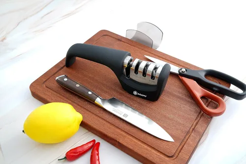 Vista 8 de 6 en 1 mejor afilador de cuchillos Afilador de cocina de 4 etapas premium para cuchillos, tijeras Diamante duro, carburo, ranuras de cerámica