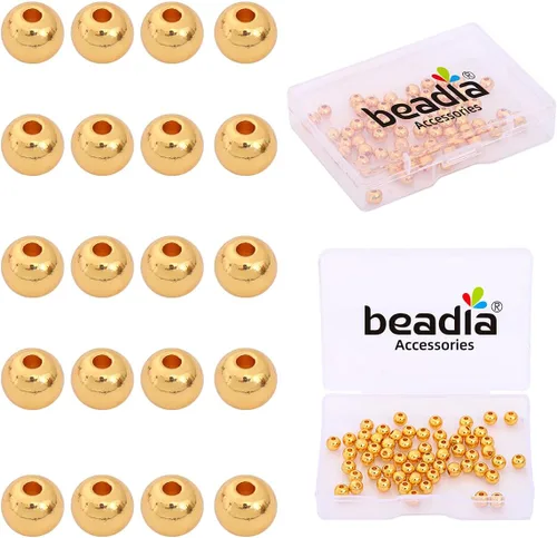 Vista 25 de BEADIA - Cuentas espaciadoras redondas bañadas en oro de 14 quilates, 2 mm, 600 piezas para hacer joyas sin decoloración
