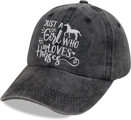 Vista 2 de Just Girl Who Loves Horse - Gorra de béisbol ajustable de algodón lavado para mujer