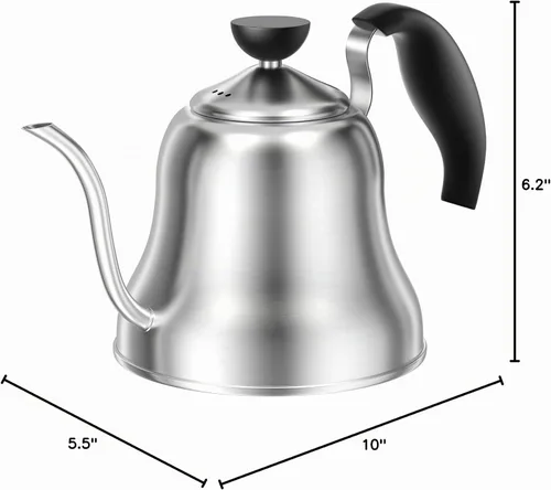 Vista 10 de Hervidor de café para estufa, hervidor de cuello de cisne premium, tetera para verter café y té, tetera de estufa, calentador de agua caliente