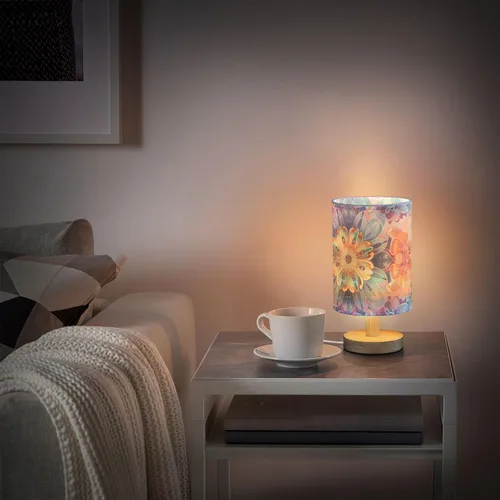 Vista 6 de Trendy Boho Colorful Flowers Bloom Bedside Lamp Kids Night Light for Nightstand Lamp for Desk Retro lámparas para mesa