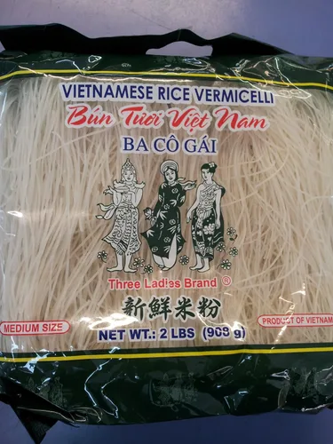 Vista 3 de Fideos de arroz vietnamita (vermicelli) marca Three Ladies, 2 libras - PAQUETE DE 3
