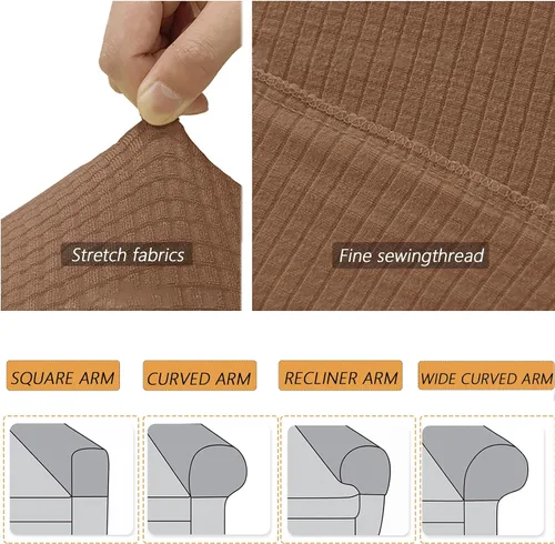 Vista 5 de 1 par de fundas elásticas para reposabrazos de sofá, fundas lavables para sillón, extraíbles a prueba de polvo, protector de sofá para brazos, Negro