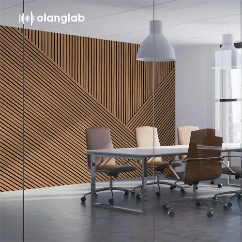 Vista 8 de Olanglab Paquete de 4 paneles de pared con listones de madera, paneles de pared acústicos de madera, 94.5 x 12.6 pulgadas cada uno, paneles de pared