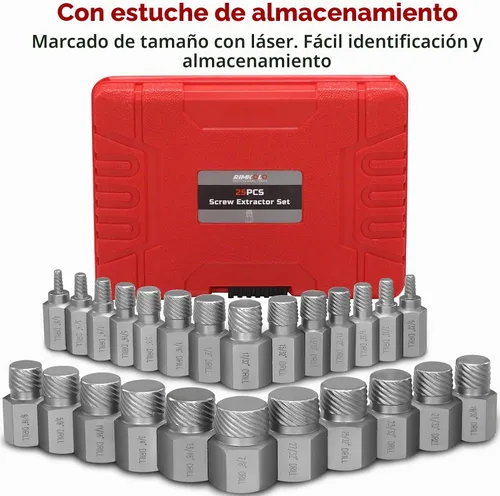 Vista 7 de Juego de 25 extractores de tornillos, extractores de salida fácil de múltiples splines CR-MO para quitar pernos rotos, pernos, tornillos de enchufe