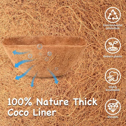 Vista 4 de LAVEVE Revestimiento de coco de 30 pulgadas de repuesto para cesta colgante de plantas, 2 forros gruesos de fibra de coco para macetas de flores