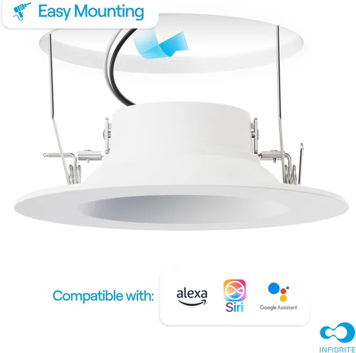 Vista 6 de Kit de luces LED de 5 y 6 pulgadas Smart de 12 W y 1100 lm empotrable delgado LED serie (incluye conector E26) compatible con Alexa y Google