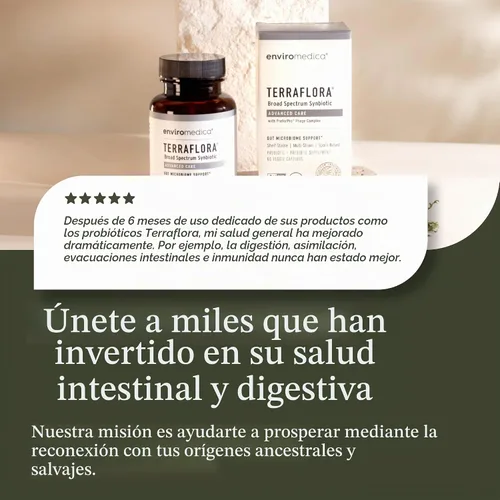 Vista 6 de Enviromedica Terraflora Advanced Care SBO Probiotic + Suplemento prebiótico – un sinbiótico de esporas de bacilo estable a base de suelo
