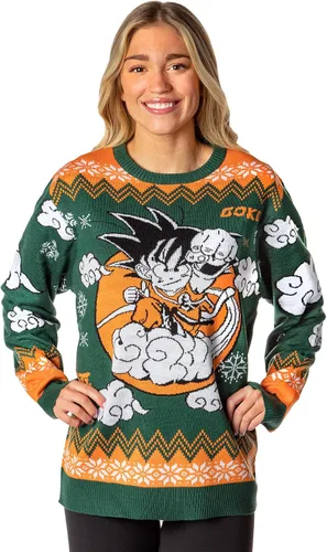 Vista 4 de Dragon Ball Z Suéter Navideño Feo para Hombre de Goku Niño en Nube Nimbus de Punto Tipo Pullover