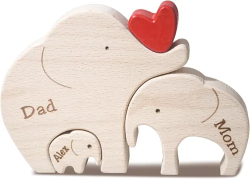 Vista 17 de Rompecabezas de madera personalizado con nombres familiares de 2 a 8, rompecabezas de madera de gato, rompecabezas de madera personalizable