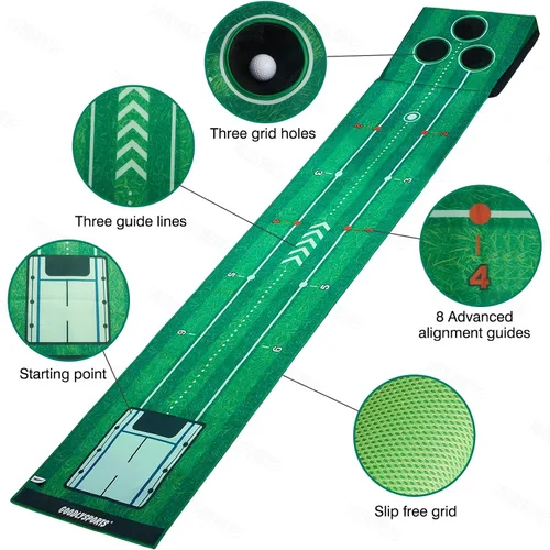Vista 3 de Nueva Alfombrilla de Golf Portátil, Mini Golf - Verde de Golf Interior + Verde de Golf Exterior - Alfombrilla de Golf con 3 Bolas + Varilla