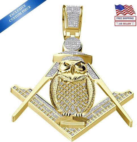 Vista 5 de Dije de brújula masónica G de 060 quilates en oro de 10 quilates con dije personalizado cadena de 25 pulgadas