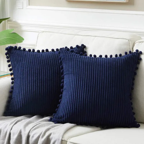 Vista 16 de Fancy Homi Juego de 2 fundas de almohada decorativas negras de 12 x 12 pulgadas con pompones para sofá y cama, decoración moderna de estilo bohemio