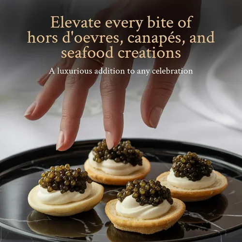 Vista 4 de PETRUSCO River Beluga Hybrid - Caviar negro de alta calidad - Huevas de pescado de esturión gourmet frescas en una lata de metal sellada, 30 g