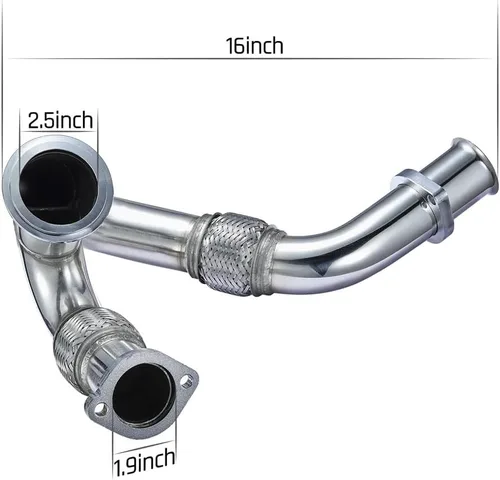Vista 3 de SPELAB Tubo de Escape Up-Pipe Y-Pipe Adecuado Compatible con Ford 2003-2007 6.0L Powerstroke Diesel F250 F350 F450 Heavy Duty Pulido