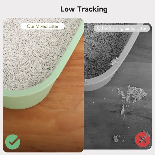 Vista 6 de Arena antiadherente para gatos de tofu ultra aglutinante con yuca, control de olores, pellets de arena para gatitos de bajo seguimiento
