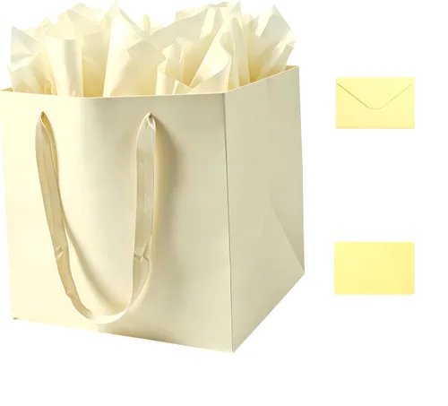 Vista 18 de JUNESHE Bolsa de regalo cuadrada negra grande con asas y papel de seda, 9.84 pulgadas, gran envoltura de regalo gigante para cumpleaños, boda