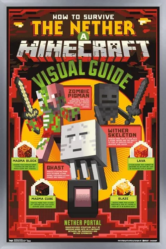 Vista 9 de Trends International Minecraft - Póster de The Nether Wall, 14.725 x 22.375 pulgadas, versión enmarcada de madera de granero