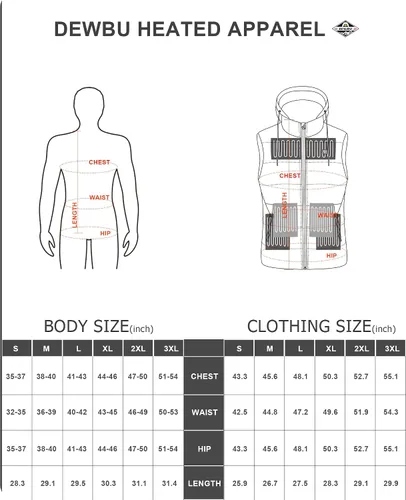 Vista 6 de DEWBU Chaleco calefactado con batería de 12 V, múltiples métodos de fuente de alimentación, ropa térmica ligera con capucha desmontable