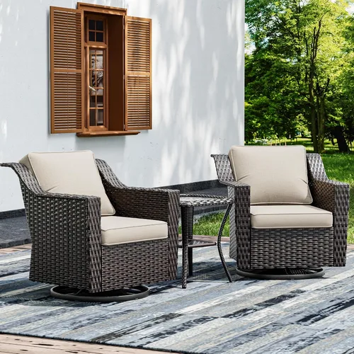 Vista 13 de Joyside Juego de 2 sillas de mimbre para patio, muebles de ratán para exteriores con reposabrazos anchos y cojines gruesos, tamaño grande mejorado