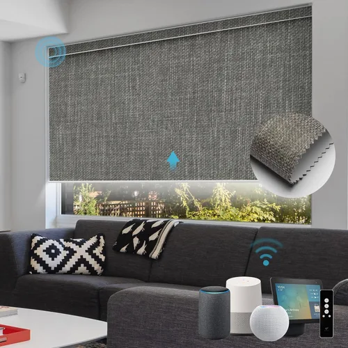 Vista 67 de SmartWings Persianas Motorizadas con Sombras para Ventana Control Remoto Funciona con Thread Apple Homekit Z-Wave Alexa 100% Blackout de Doble Cara