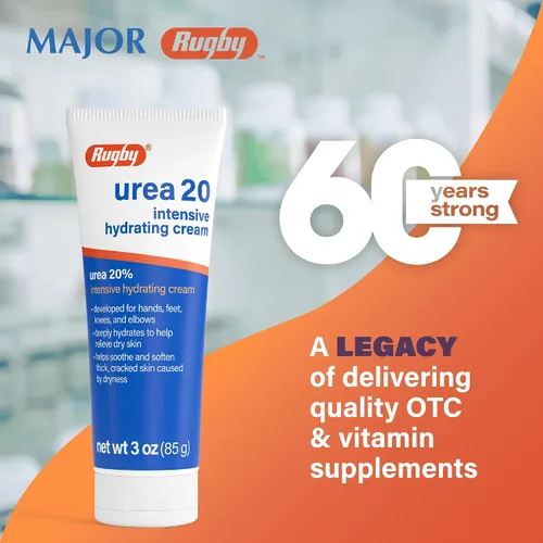 Vista 2 de Rugby Urea 20% Crema Hidratante Intensiva - Crema de urea para pies, manos, rodillas y codos - Crema de fuerza intensiva de urea al 20% - 3 onzas