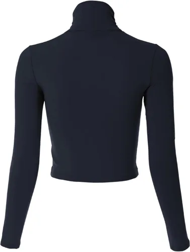 Vista 30 de MixMatchy Camiseta básica de manga larga con cuello alto y corte ajustado para mujer Negro