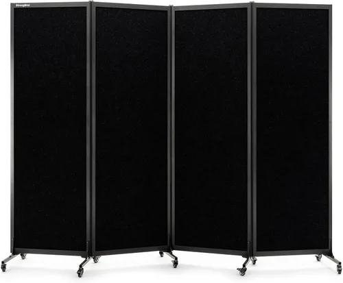 Vista 9 de Room Partition 2.0 Versión de actualización,6'L* 6'7"H,3 Panel, Beige Freestanding Rolling Dividers with Wheels,Office privacy screen Divider Wall