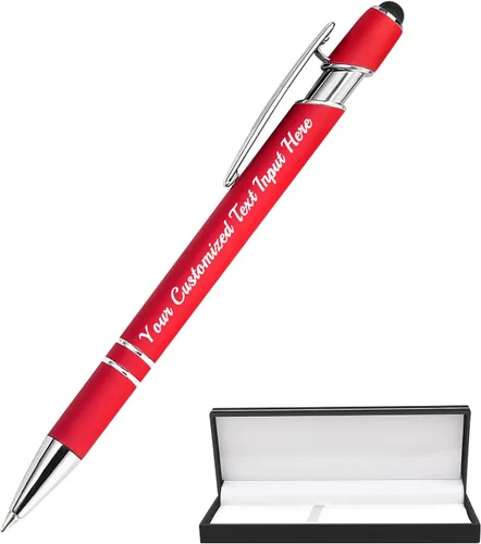 Vista 48 de Bolígrafo personalizado, 50 bolígrafos personalizados, grabado a granel con logotipo de nombre, lápiz digital de tinta negra suave con toque