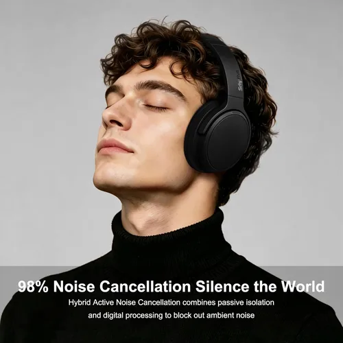 Vista 2 de Srhythm NiceComfort 35 (2.ª generación) Auriculares con cancelación de ruido 4 altavoces 40 kHz HD Sound,140 Hours' Ultra-long Playtime for