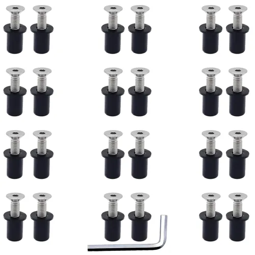 Vista 9 de 24 Pares de Tuercas de Neopreno M4, Tornillos Hexagonales de Acero Inoxidable M4 x 20mm, Kit de Tuercas para Kayak, Motocicleta, Accesorios