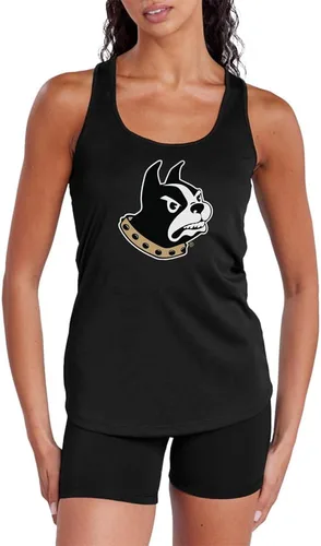 Vista 476 de Camiseta deportiva sin mangas oficial de NCAA Collegiate para mujer, con espalda cruzada, colección con logotipo primario