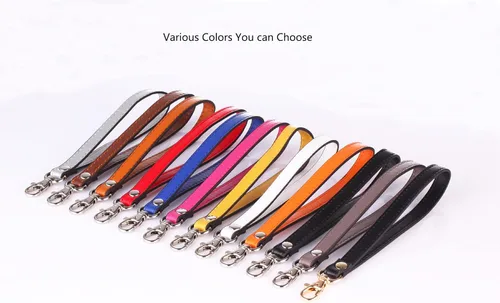 Vista 5 de Correa de muñeca de cuero para bolso, cartera, embrague, llavero, funda para teléfono celular