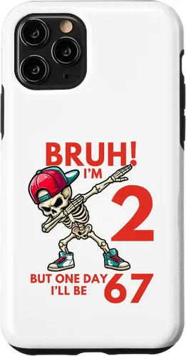 Vista 28 de Bruh I'm 2 But One-Day I'll Be 67 Retro 2nd Birthday Kids Case for iPhone XR